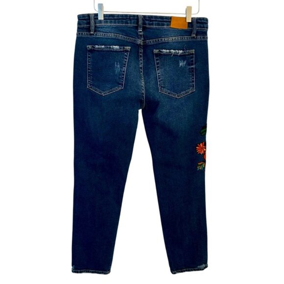 Zara | Blue Trafaluc Denimwear Embroidered Distressed Jeans Size 10 - Picture 2 of 11